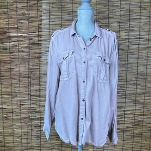 American Eagle Dusty Pink Boyfriend Button Up size XL